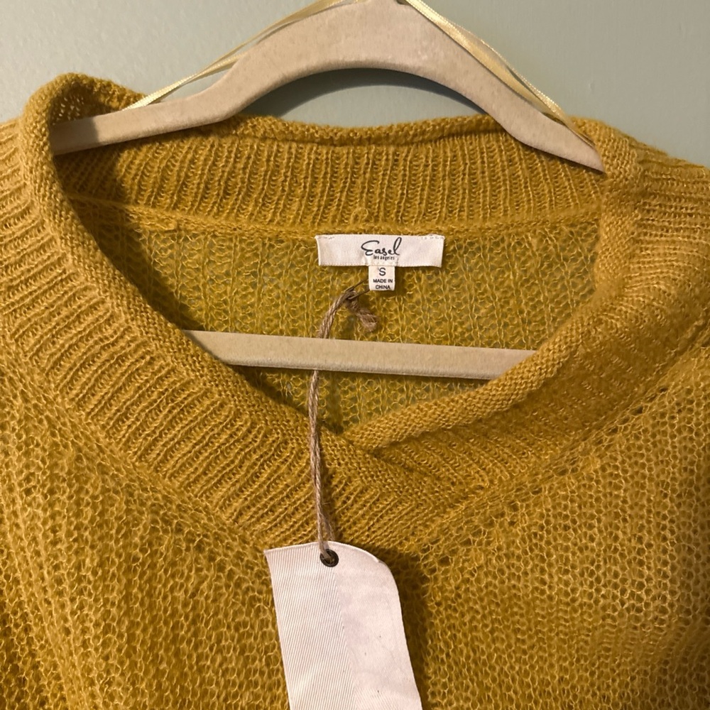 Elegant Sun Burnt Yellow V-Neck Sweater for Women - Picture 5 of 7